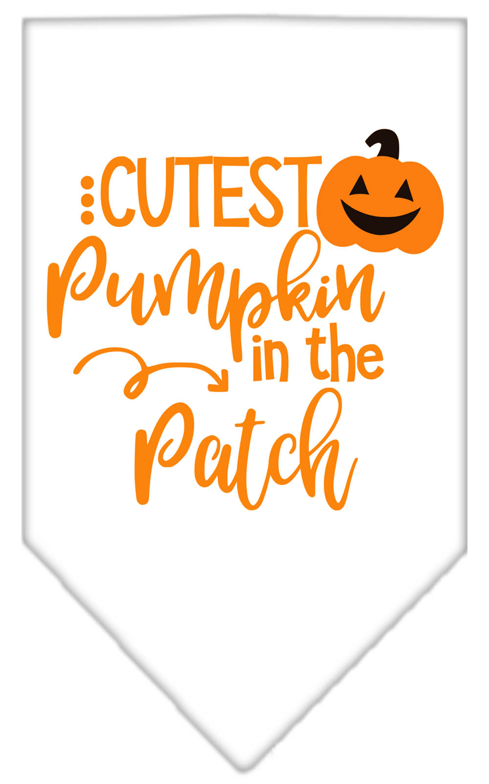 Cutest Pumpkin in the Patch Screen Print Bandana White Small